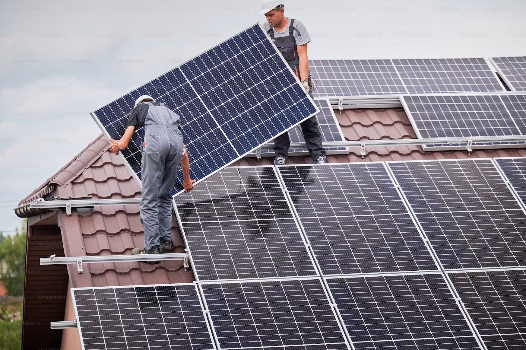 Solar panels installed on a residential roof in Serbia