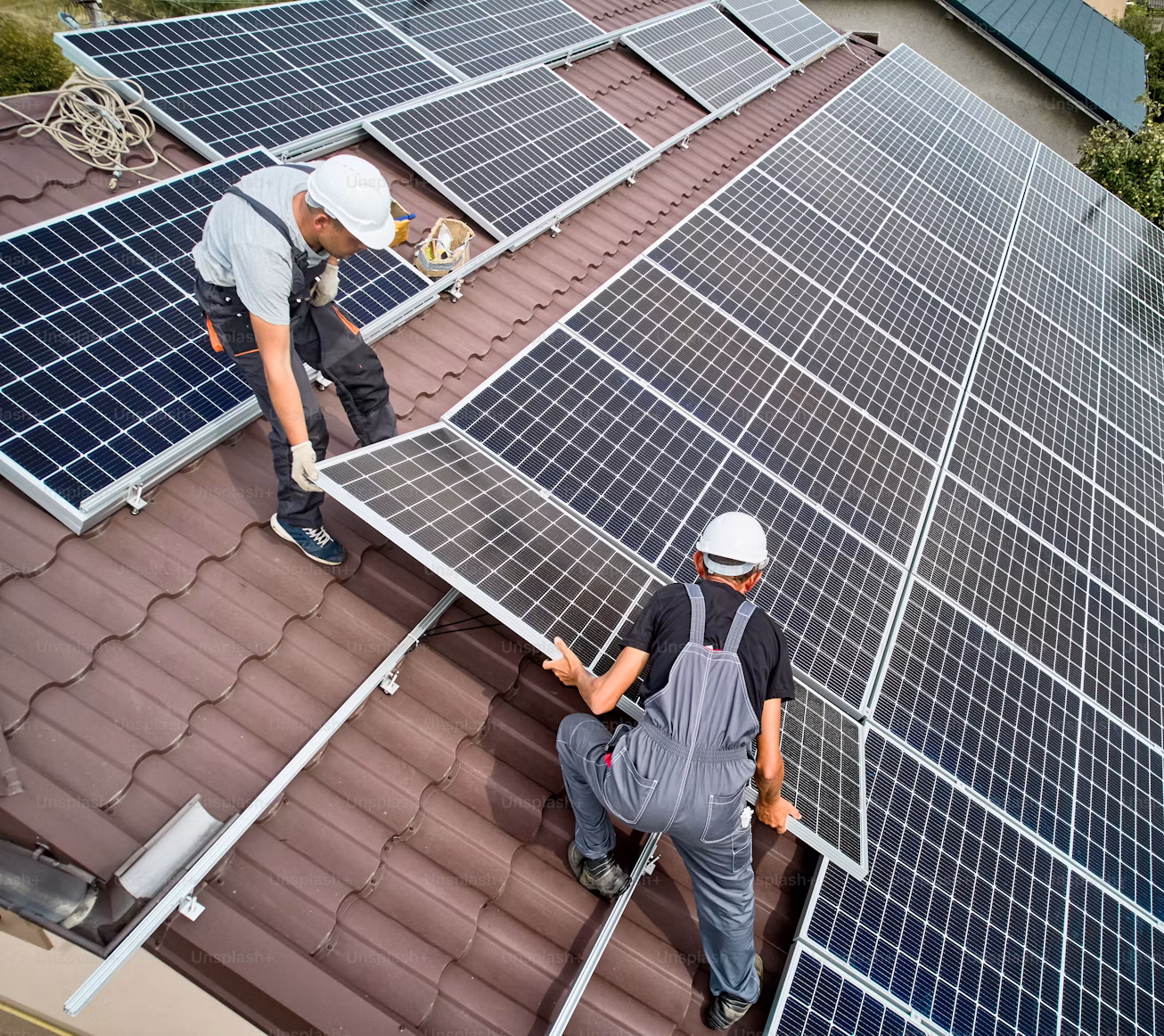 Solar panel array on open field