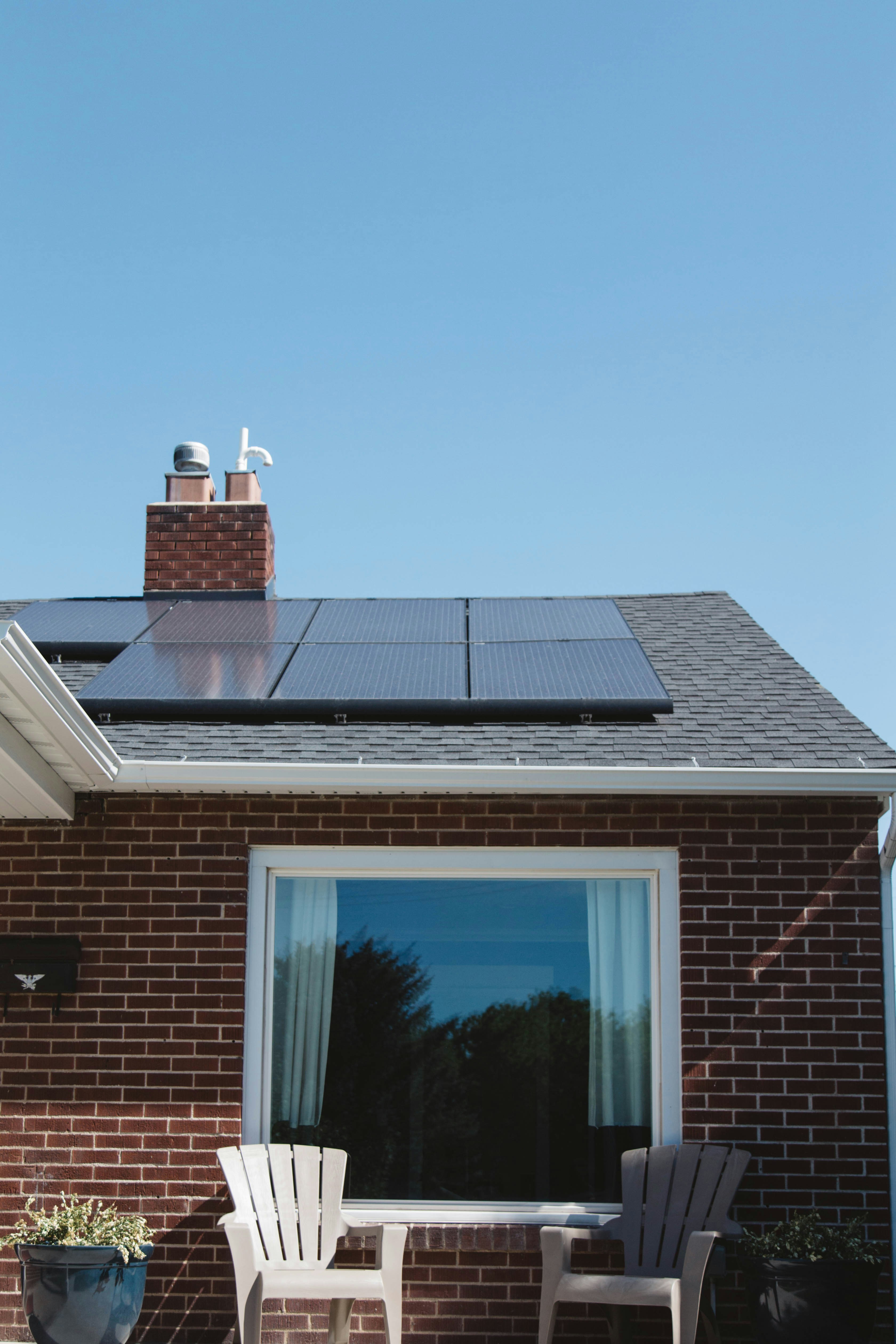 Commercial building with solar panels on roof